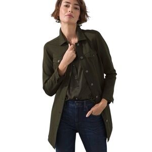Chico’s Olive Utility Jacket Size 3 US 16 NWT Stretch Button Up